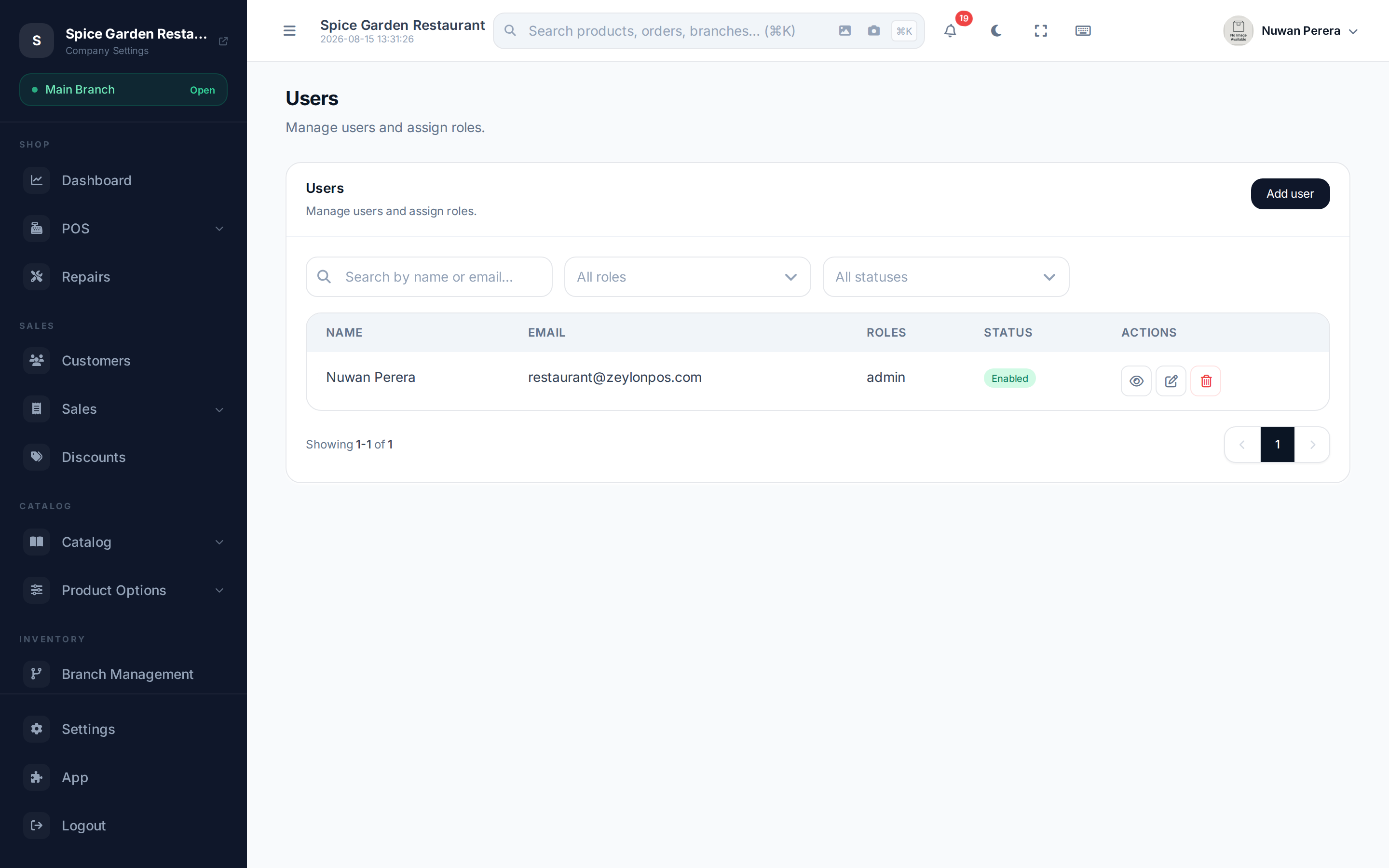 Users list