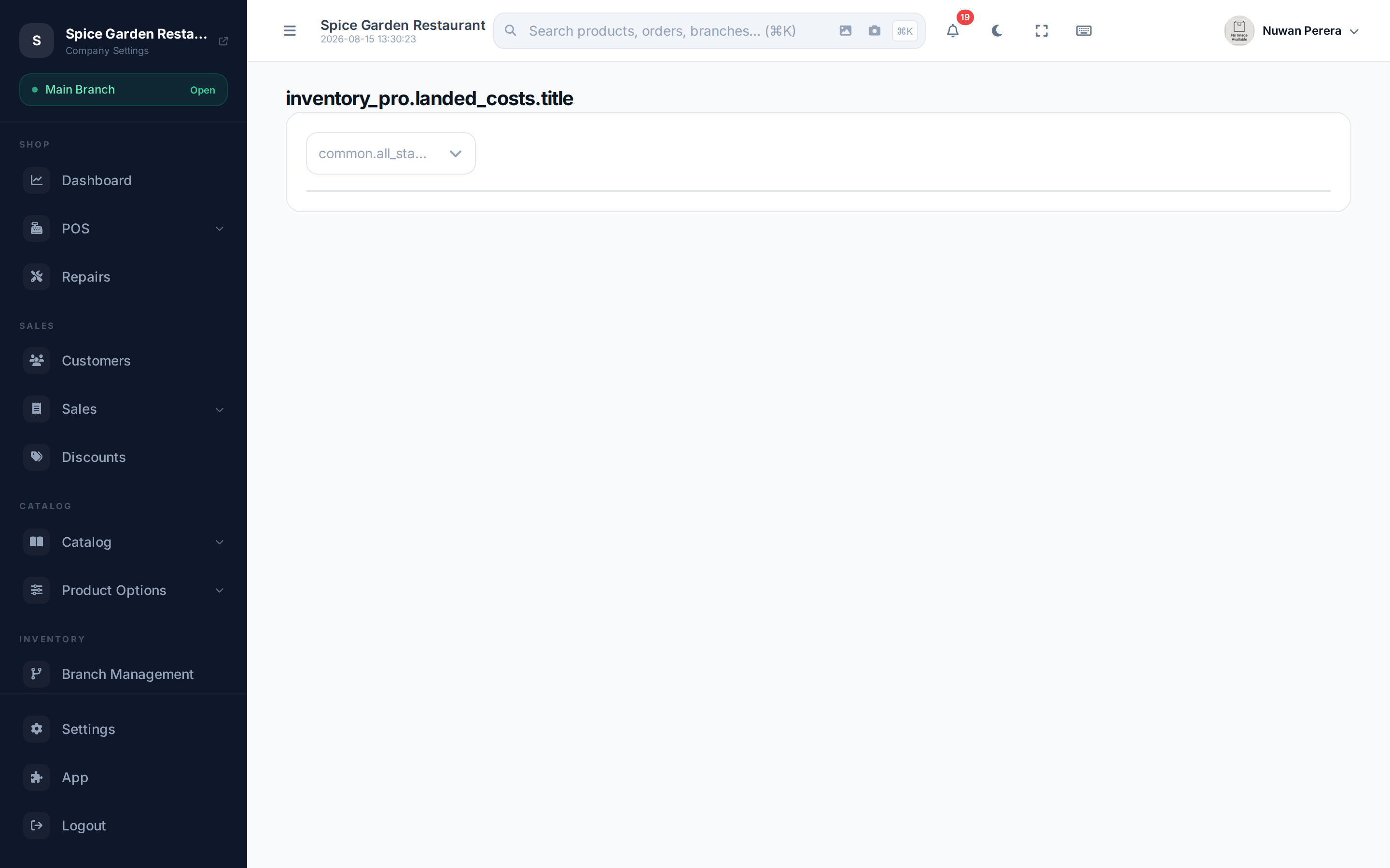 The landed costs list