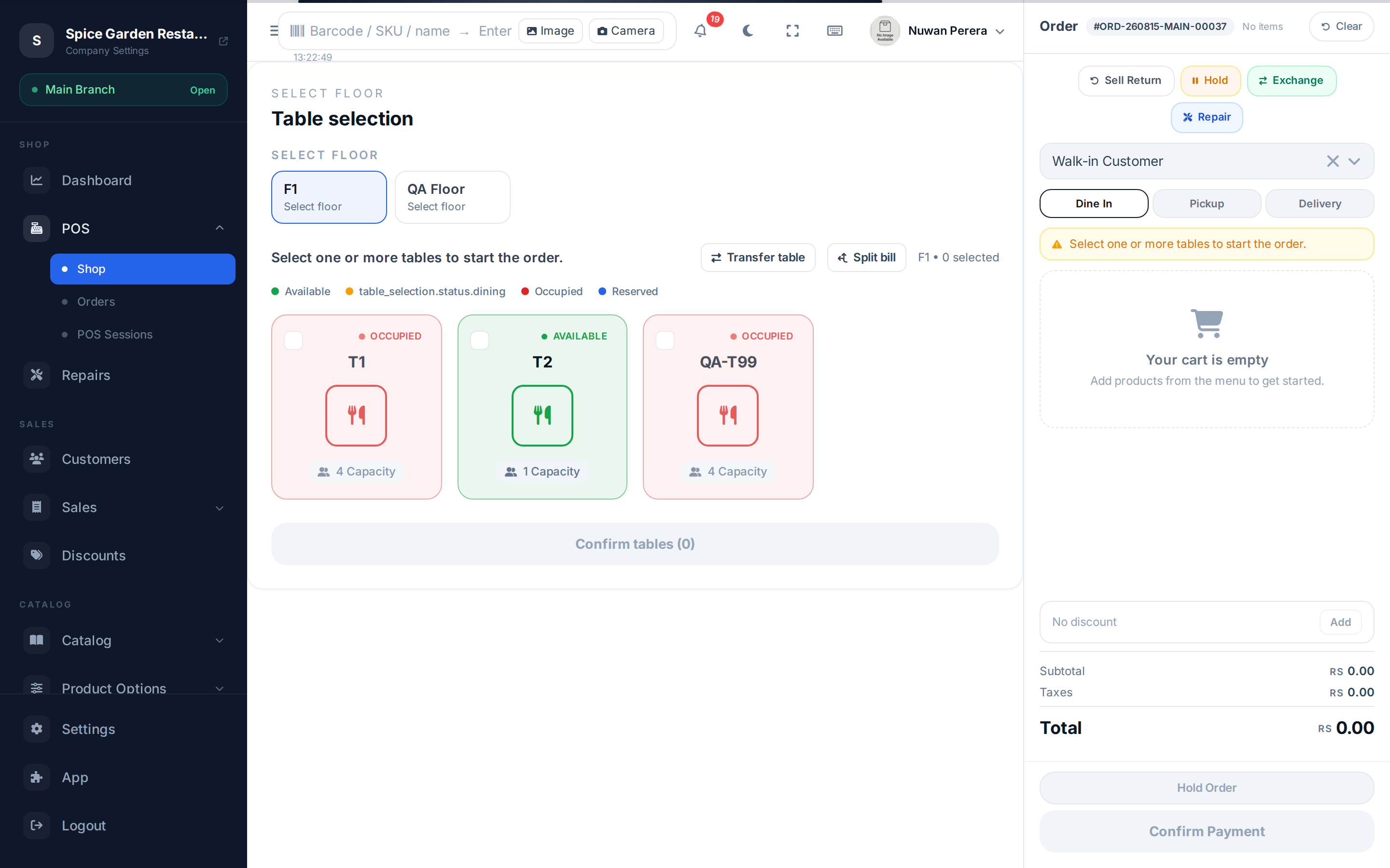 Adding items to an order